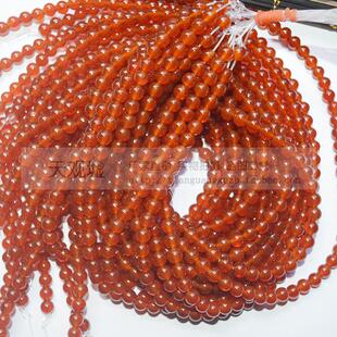 天然6mm红玛瑙圆珠散珠DIY饰品配件散装串珠编织项链顶珠手链珠子