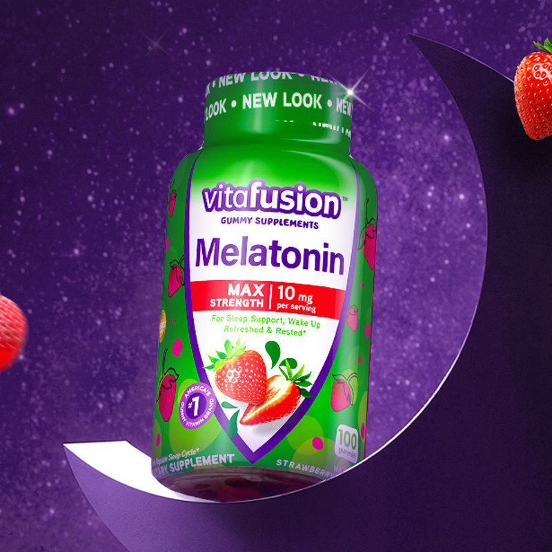 美国vitafusion褪黑素10mg软糖vf安瓶睡眠片100粒成人官方正品