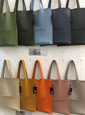 泰国淘RUST品牌设计PU皮革立体剪裁扁形个性独特亮橙色女式斜挎包