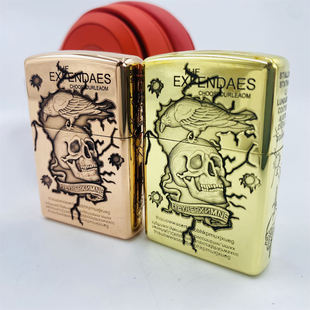 正品ZIPPO打火机防风煤油纯铜重甲机紫铜敢死队骷髅男士情人礼ZIP