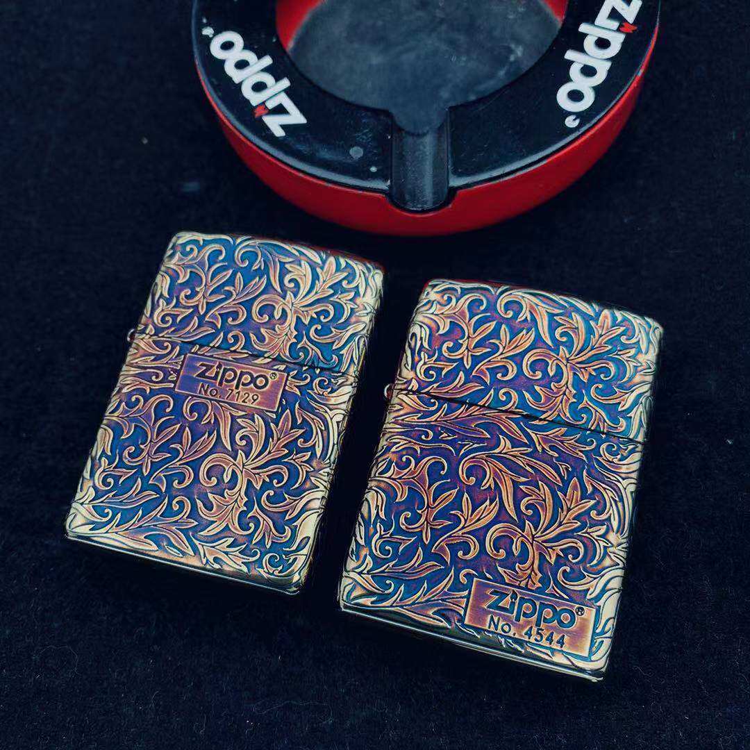 左左ZIPPO原装美国防风煤油打火机 限量盔甲熏铜五面唐草花藤标志