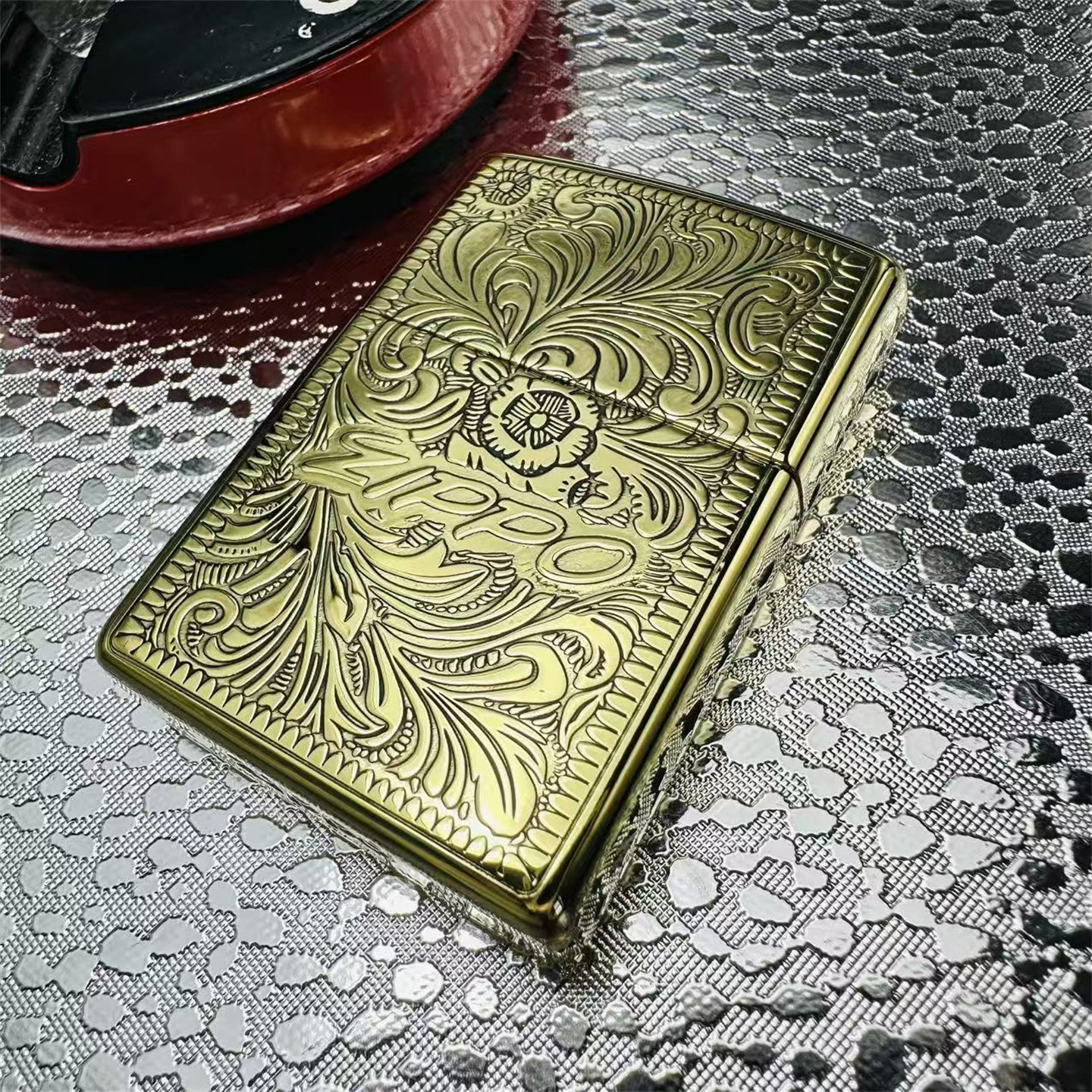 正品ZIPPO防风煤油打火机纯铜双面唐草花标志男士节日送礼物推荐