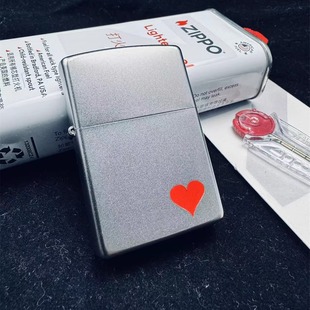 正品ZIPPO防风煤油打火机磨砂雕刻填漆红爱心简约款男士情人节日