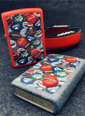 正品Zippo防风煤油火机灰砂红哑漆面可乐瓶盖211233-C-000009送礼