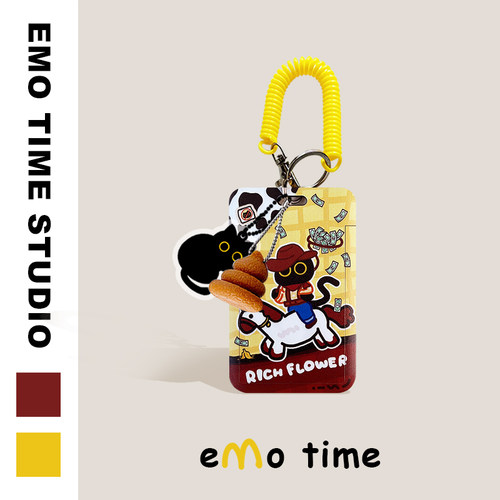 emo 原创可爱马上发财小黑猫卡套校园证件饭卡身份证公交地铁挂绳