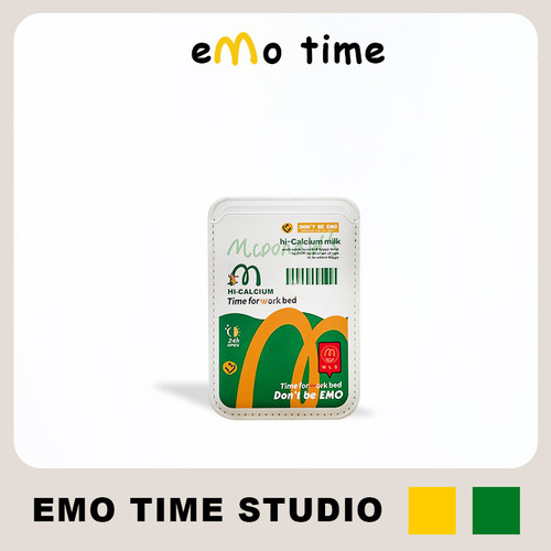 emo原创M记麦乐送磁吸手机卡包创意适用iPhone苹果安卓磁吸手机壳