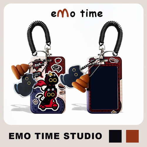 emo 原创兜风小黑猫便携卡套公交地铁食堂门禁学生门禁卡收纳套