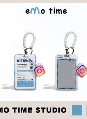 emo原创ins简约蓝色便携卡套公交地铁食堂门禁学生证门禁卡弹簧套