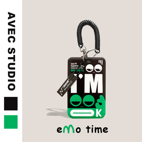 emo原创I'M-OK小青蛙卡套抽拉便携卡套地铁食堂门禁学生证件收纳