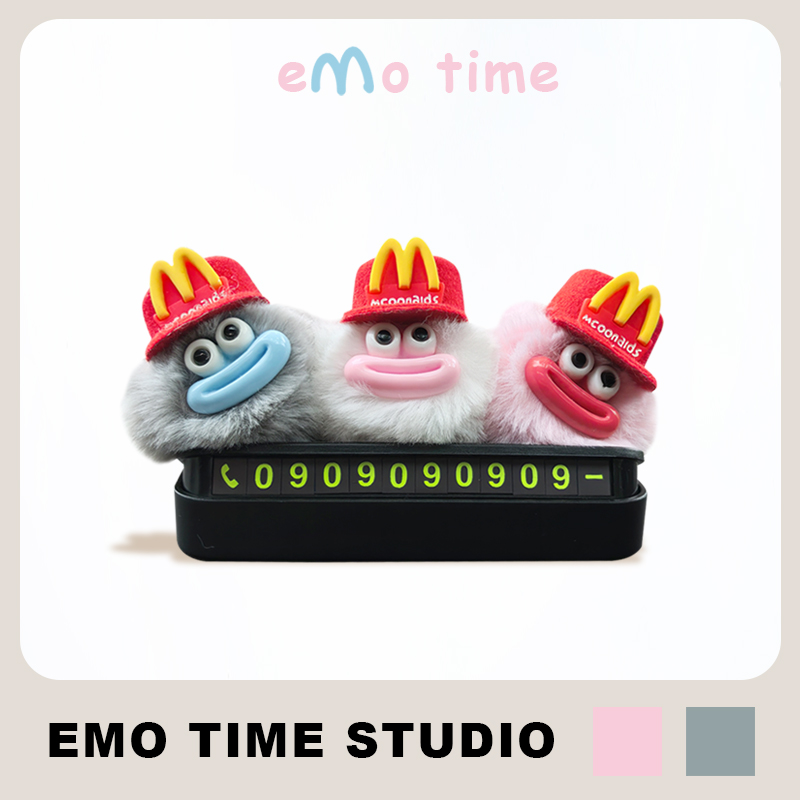 emo原创M记丑八怪pro挪车电话牌可爱临时停车号码车载汽车摆件