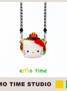 emo可爱三明治凯特猫手机链背夹挂绳可斜挎便携安装苹果安卓通用