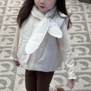 韩国童装女童棉服马甲气质宽松灯笼设计感女宝宝外套打底裤两件套