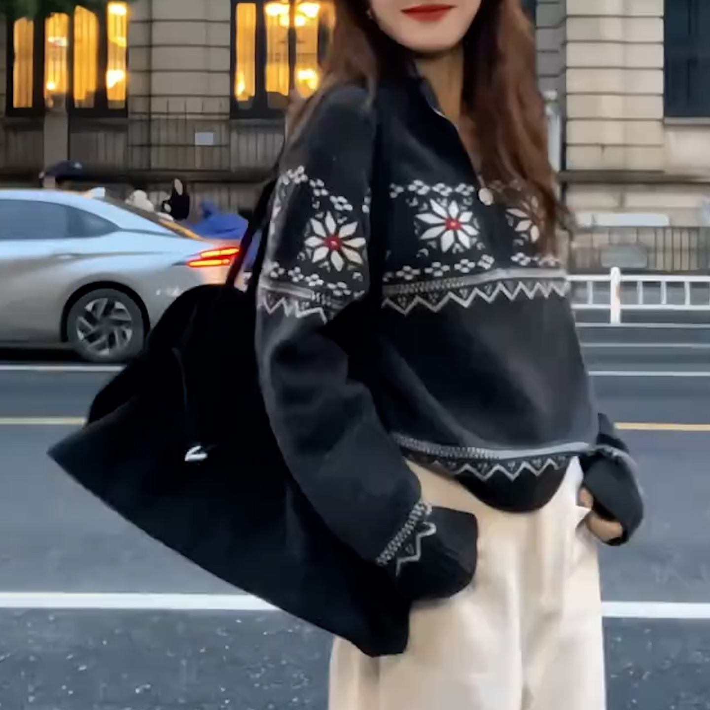 深色系女拉链北欧风打底立领毛衣