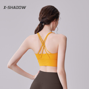 薄款 高强度防震跑步运动内衣女瑜伽服交叉美背心健身文胸套装 夏季