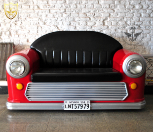 饰 酒吧咖啡店主题餐厅家居软装 纯手工 红色复古怀旧老爷车沙发