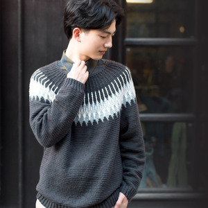 苏苏姐家费尔岛圆育克男士毛衣手工DIY编织钩针毛线团材料包