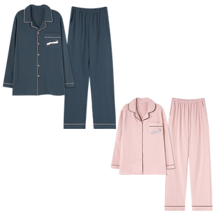 莱卡【高档面料】情侣睡衣女秋冬季纯棉长袖男款宽松家居服春套装