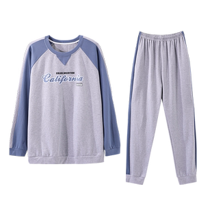 纯棉情侣睡衣秋冬季长袖一男一女全棉春天家居服2025新款运动套装