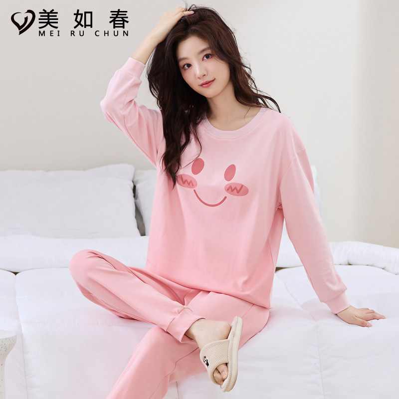 莱卡【高档面料】睡衣女秋冬季纯棉长袖2025年可爱卡通家居服套装