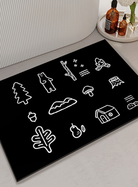 dooda卡通forest小森林硅藻泥软垫卫生间门口地垫防滑吸水速干