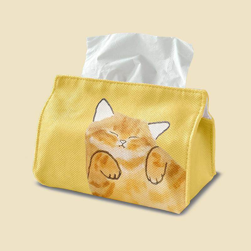 喵大卡通猫咪布艺纸巾盒