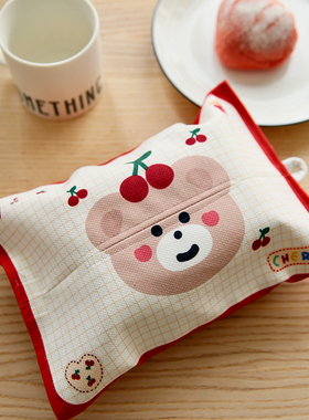 dooda原创设计ins北欧韩式卡通樱桃熊纸巾抽布艺纸巾套创意环保