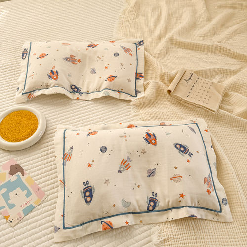 A类全棉双层纱儿童枕套30X50cm35X55新生婴幼儿幼儿园纯棉枕头套