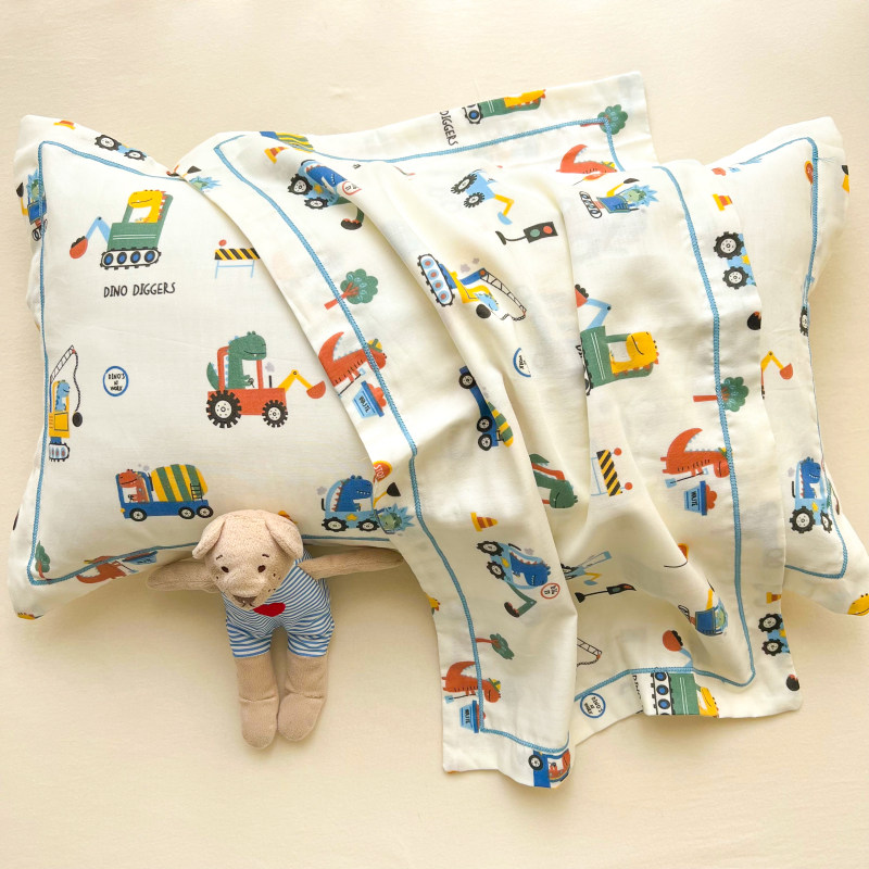 A类全棉纱布乳胶枕头套卡通宝宝幼儿园专用纯棉枕套30X50cm35X55图片