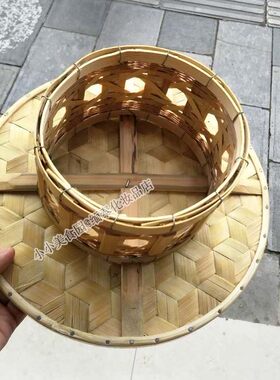 德宏傣族竹编圆桌 手工编织饭桌茶具工艺品摆件家V居饰 摄影道具