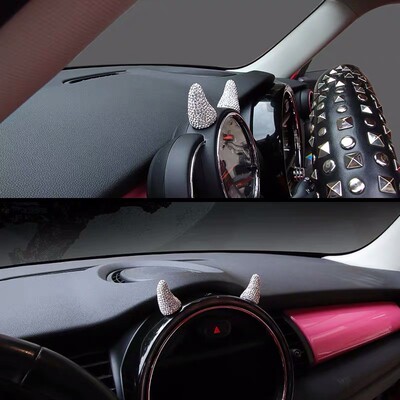 车载方向盘恶魔角l装饰贴转速表圈改装仪表台出风口上个性镶钻摆
