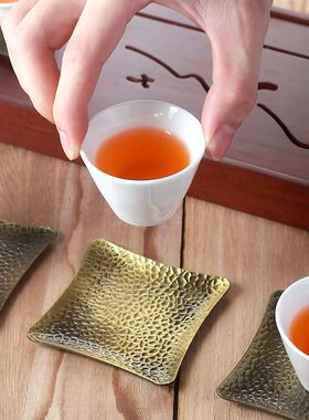 合金杯垫茶杯托盘防n烫垫杯茶席托壶托茶功夫茶道零配配件六个装