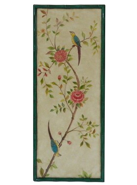 欧式美式四联花鸟装饰挂画客厅手工无框油画复古手绘S有框壁画034