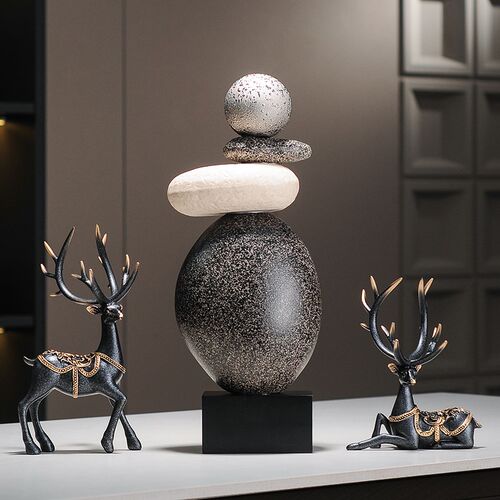 石来运转摆件家居酒柜电视柜软z装饰品客厅玄关办公室乔迁新居礼