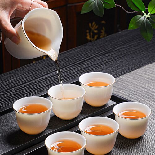 德化羊脂玉白瓷茶具套装家用陶瓷盖碗功夫茶N杯整套礼盒装轻奢送