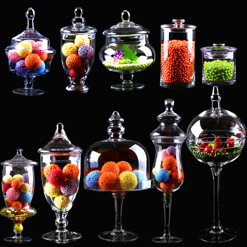 欧式糖果罐玻璃瓶非密封储物罐订婚甜品台L摆件婚庆道具装饰品糖