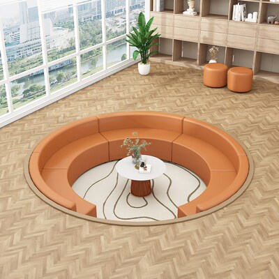 早教培训机构银行大n厅医院走廊售楼部休息区创意圆弧形接待沙发