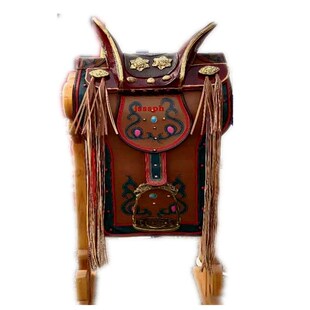 蒙古仿真马鞍子摆件吉祥红马鞍A工艺品仿古鎏金红马鞍蒙古包装饰