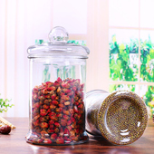 玻璃茶叶罐密封储物罐三件套装 大号透明中药材干果杂粮Z花茶防潮