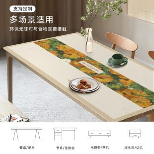 皮革餐桌垫防水防油t防烫免洗家用餐桌布长方形隔热茶几垫子 美式