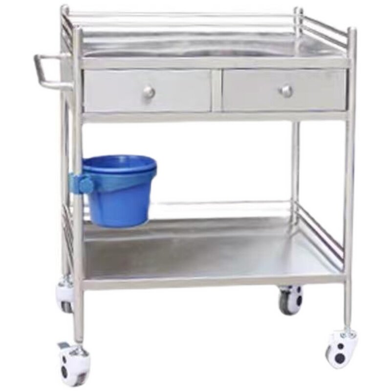 304不锈钢f医用推车手术抽屉治疗车小气泡美容车仪器置物架大号车