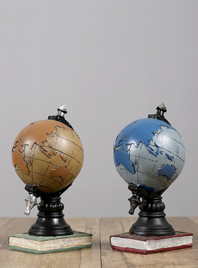美式复古c地球仪小摆件家居客厅电视柜书房书柜办公室客厅卧室摆