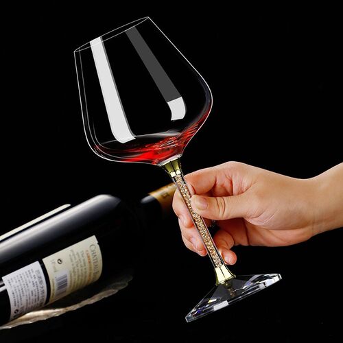 水晶玻璃红c酒杯金钻勃艮第红酒杯醒酒器金色钻杆大肚杯高脚杯套