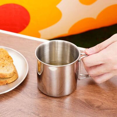 1Pc Stainless Steel Folding Handle Cup Portable Carabiner Cu