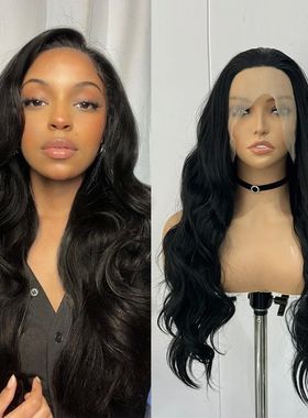 Black Wig Synthetic Lace Front Wigs For Women Long Hair Body