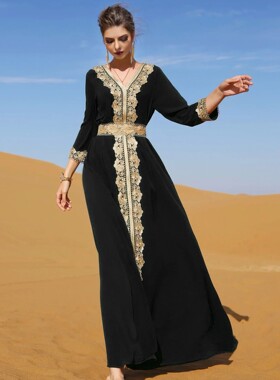 Lace Party Dress for Women Dubai Arab Luxury Abay Caftan
