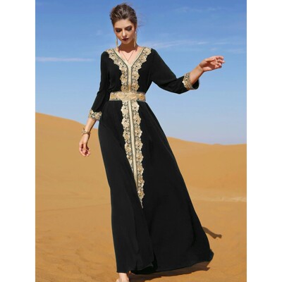 Lace Party Dress for Women Dubai Arab Luxury Abay Caftan