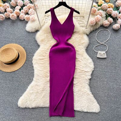 YuooMuoo Chic Fashion Sexy Wrap Hips Split Knitted Autumn Dr