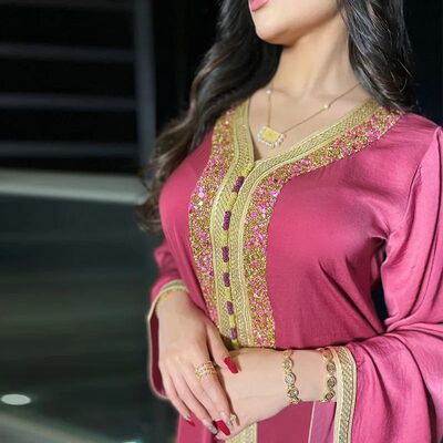 Satin Abay Dubai Jalabiya Muslim Dress Turkey Islam Robe Lon