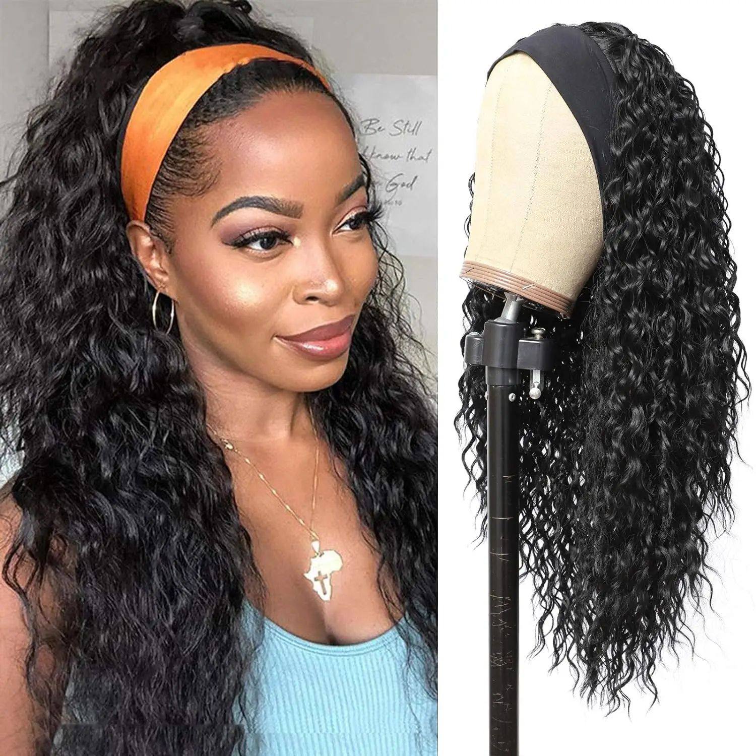 G&T Synthetic Wig Headband Wigs for Black Women Wet and Wavy