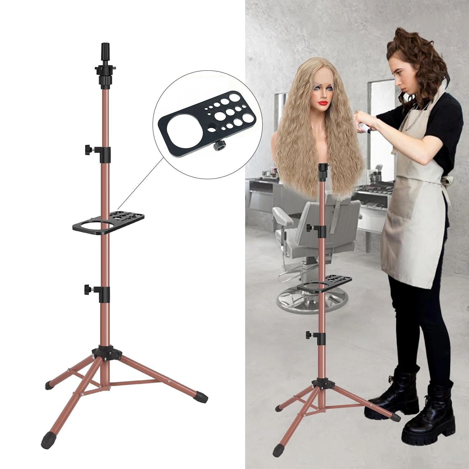 cheap Wig Stand Tripod with Tray For Canvas Block Mannequin
